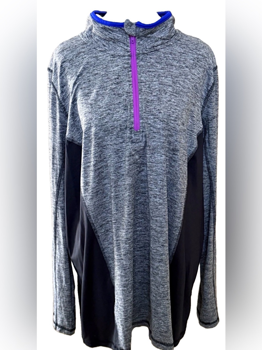 LIVI for Lane Bryant Heathered Gray 1/4 Zip Mock Neck Knit Top Plus 22/24 3X